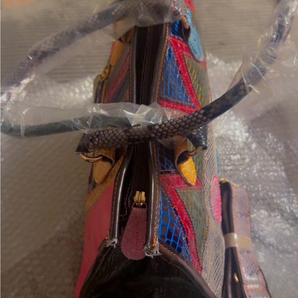 Multicolor Patchwork Shoulder Bag - image 8